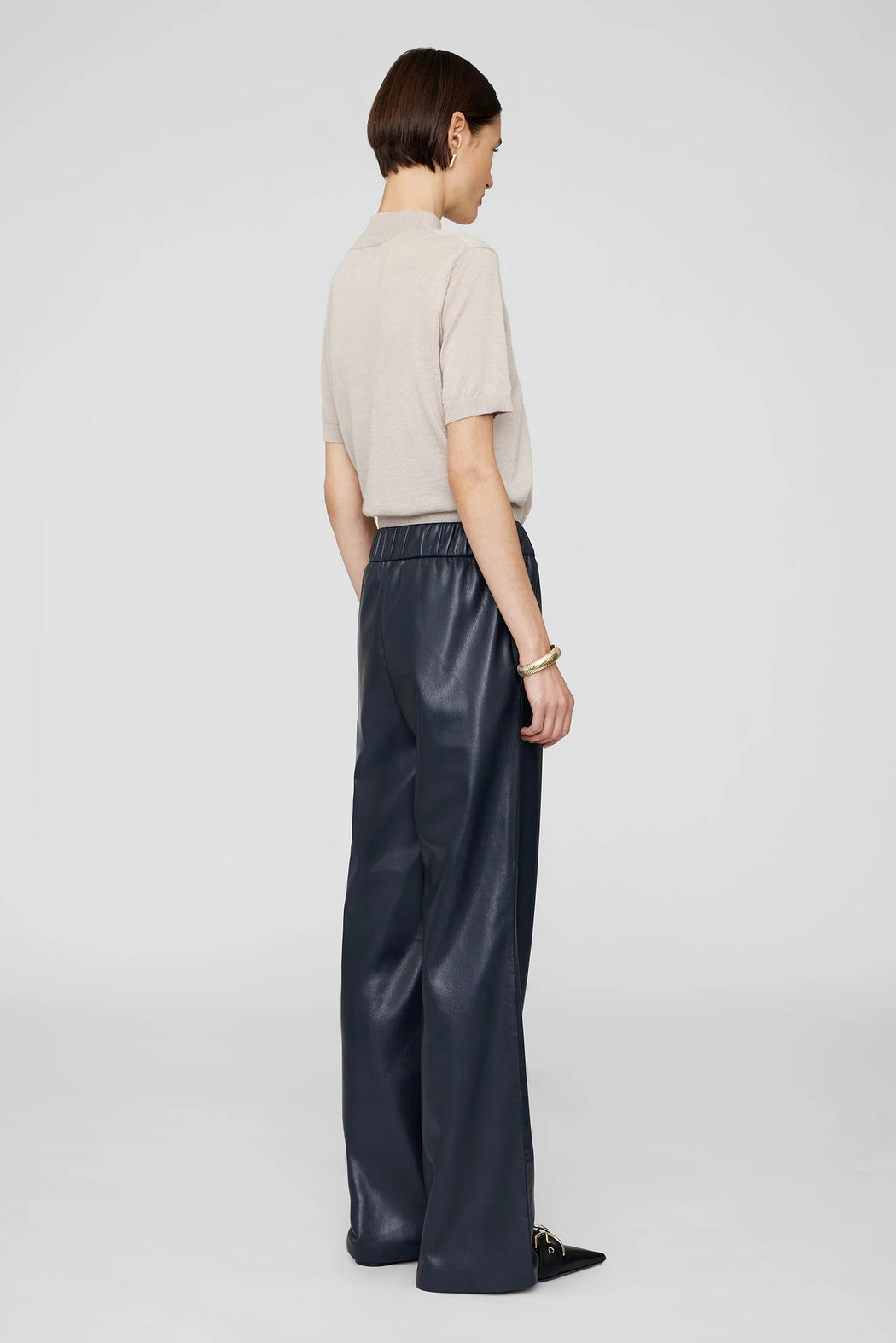 Anine Bing - Koa Pant in Navy Vegan Leather