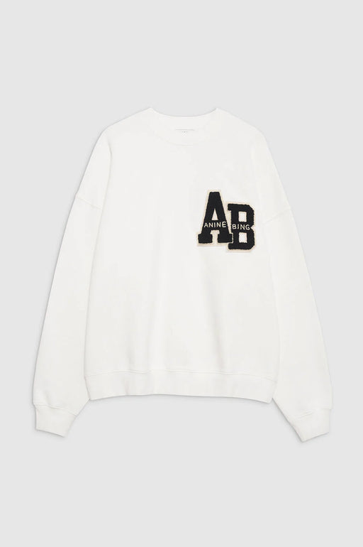 Anine Bing - Miles Oversized Letterman Sweatshirt in Off White
