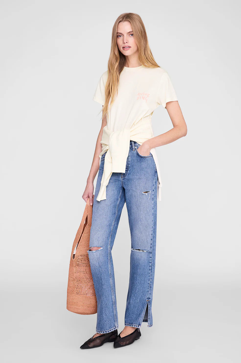 Anine Bing - Shelley Tee Surfer Washed in Buttercream