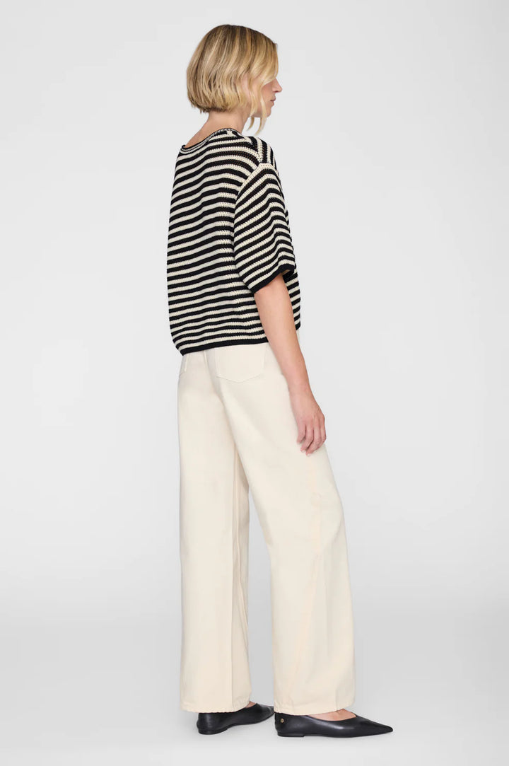 Anine Bing - Theo Sweater Black Ivory Stripe