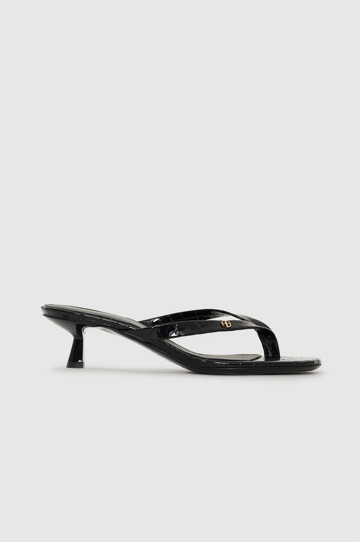 Anine Bing - Noelle Thong Heels in Embossed Black