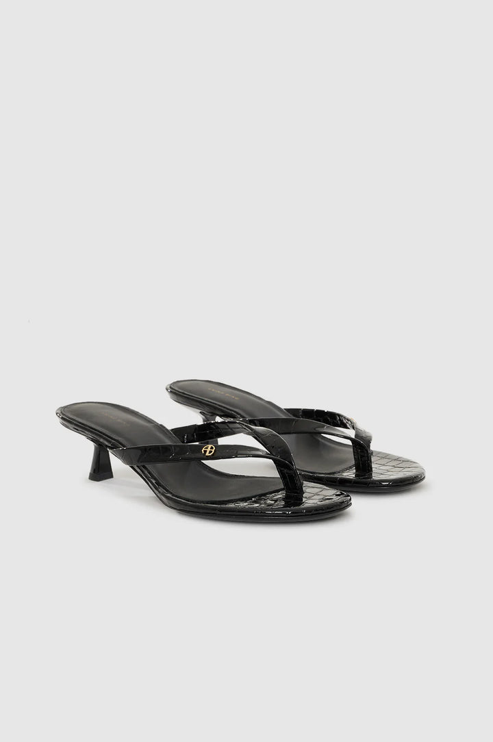 Anine Bing - Noelle Thong Heels in Embossed Black