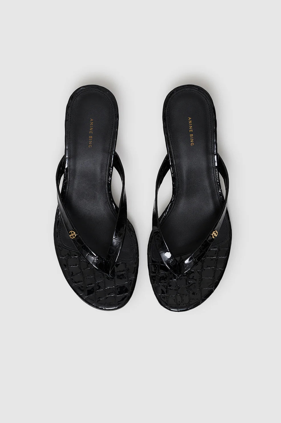 Anine Bing - Noelle Thong Heels in Embossed Black
