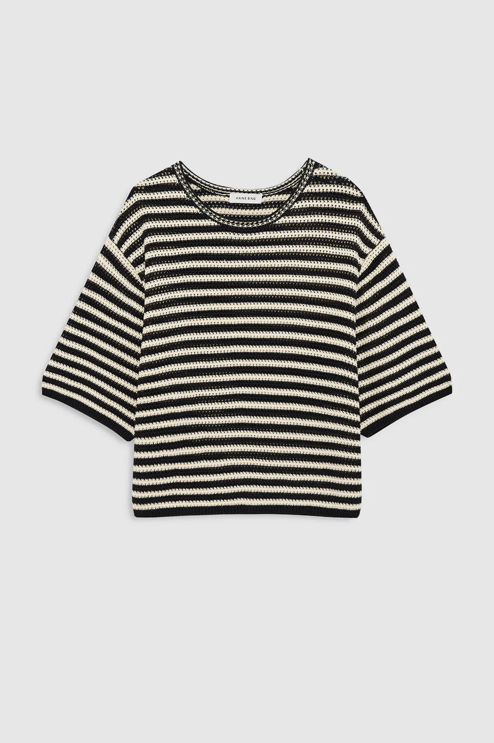 Anine Bing - Theo Sweater Black Ivory Stripe