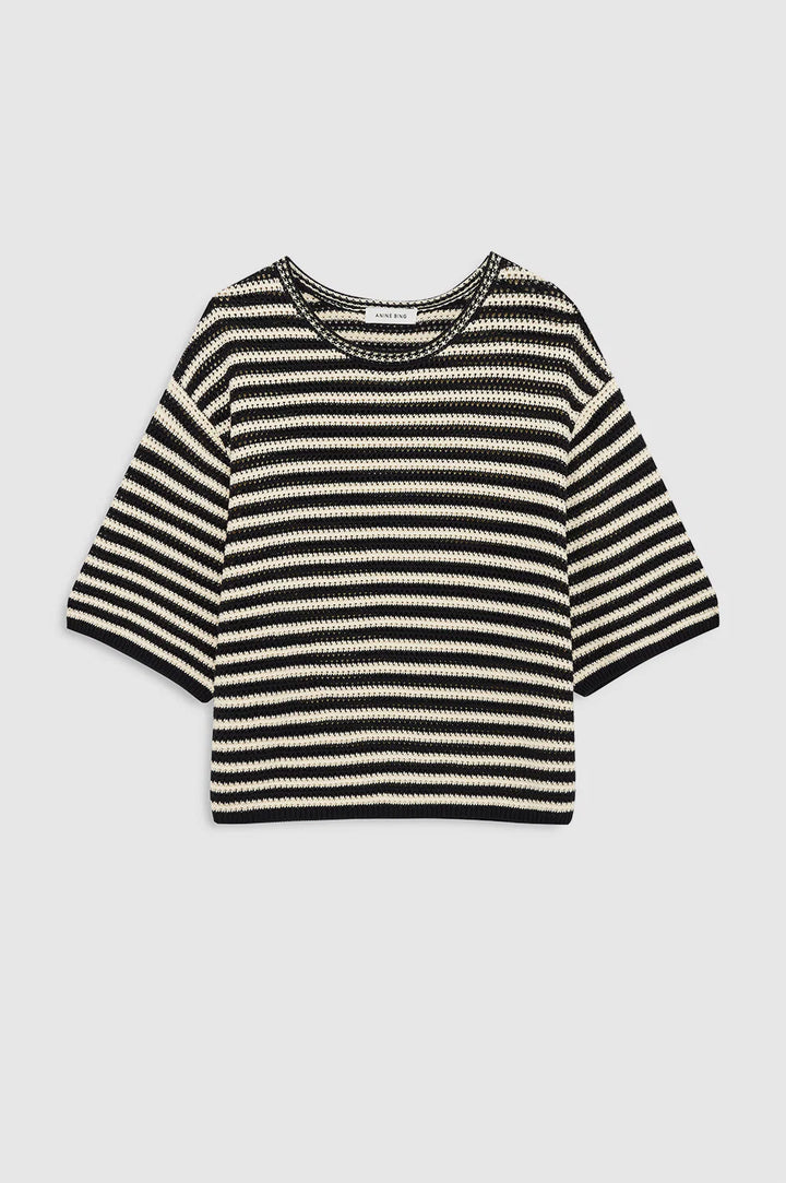 Anine Bing - Theo Sweater Black Ivory Stripe