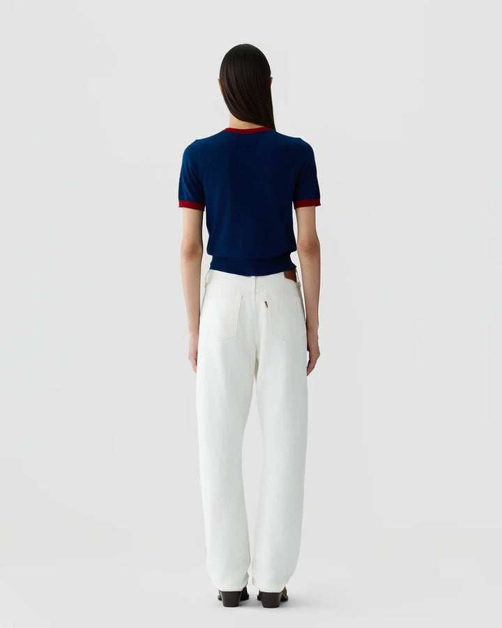 Guest in Residence - Airy Ringer Tee Navy Carmine