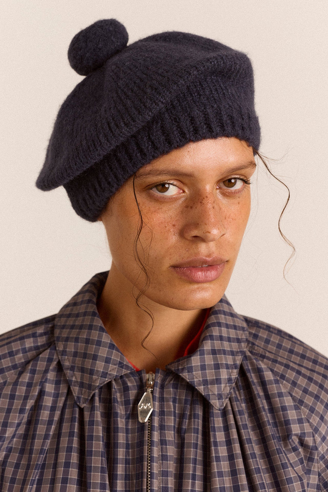 Damson Madder - Pom Pom Beret in Navy - Kalifornia Jean Bar