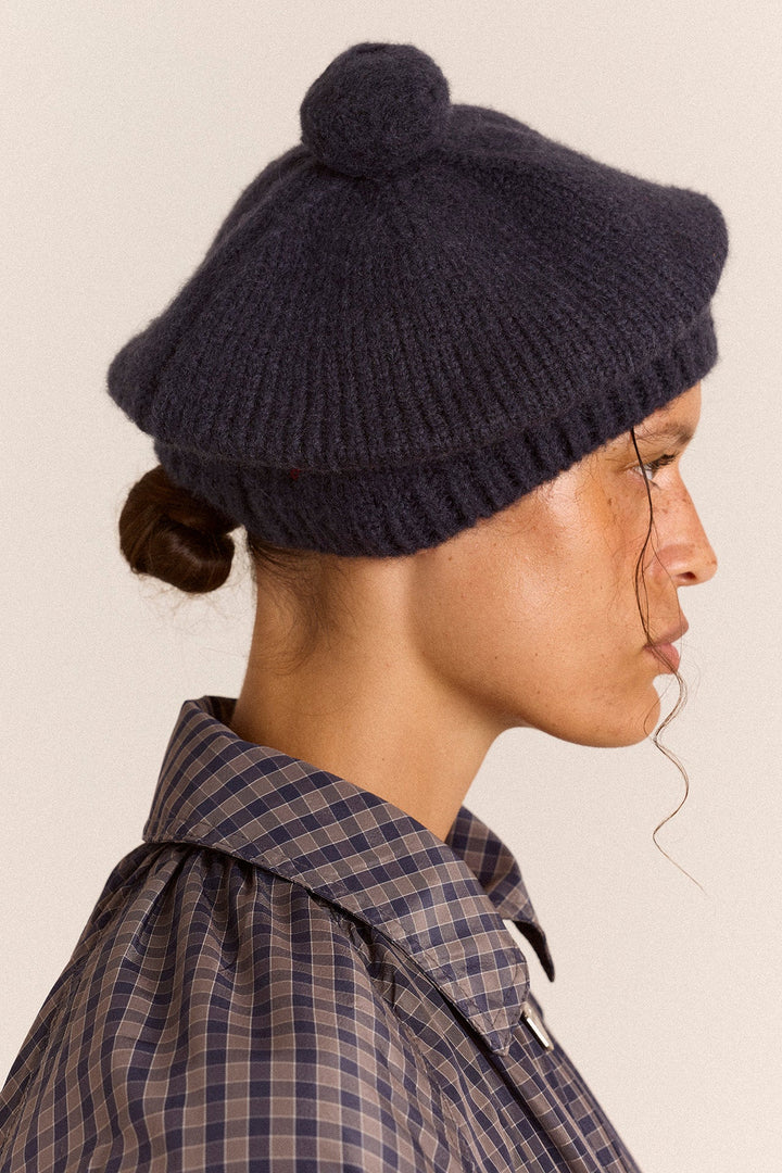 Damson Madder - Pom Pom Beret in Navy - Kalifornia Jean Bar