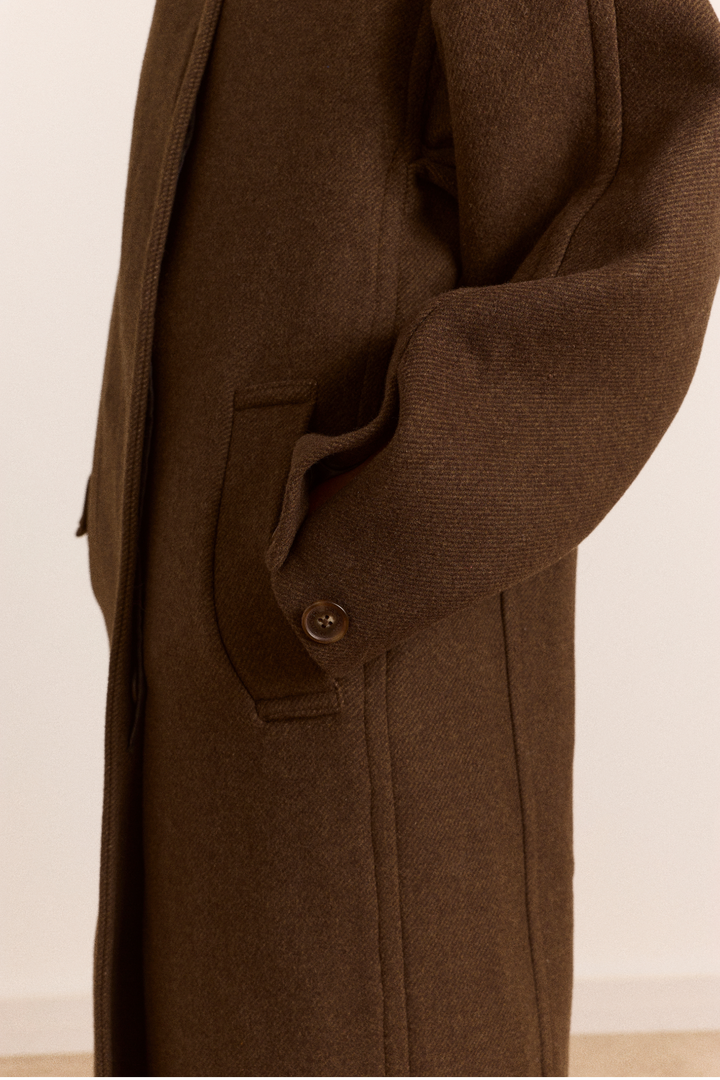 Damson Madder - Agnes Wool Coat in Chocolate - Kalifornia Jean Bar