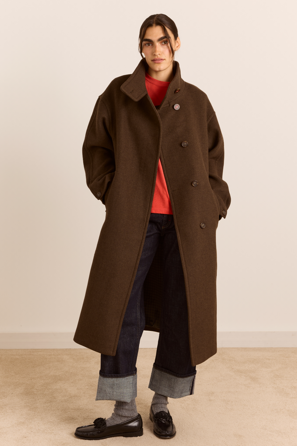 Damson Madder - Agnes Wool Coat in Chocolate - Kalifornia Jean Bar