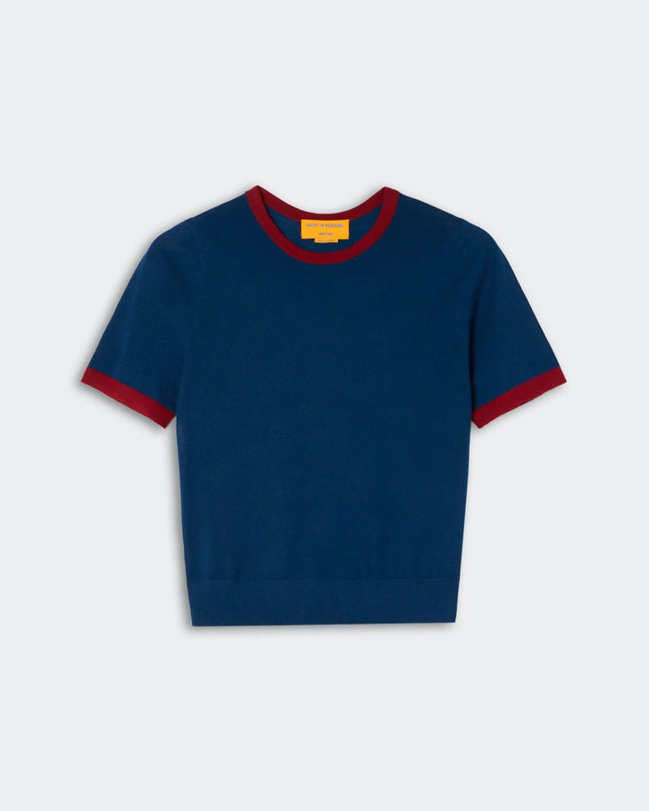 Guest in Residence - Airy Ringer Tee Navy Carmine