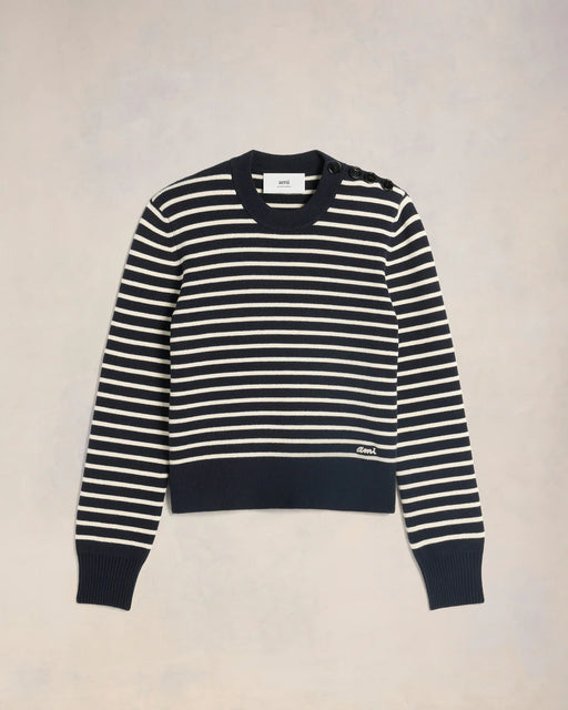 AMI Paris - Navy Blue/Off White Striped Sailor Sweater