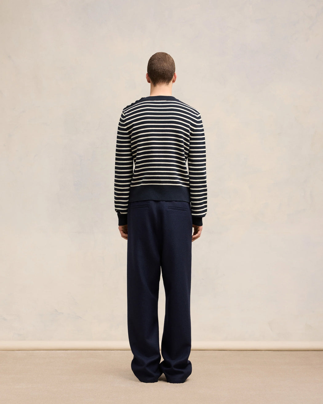 AMI Paris - Navy Blue/Off White Striped Sailor Sweater