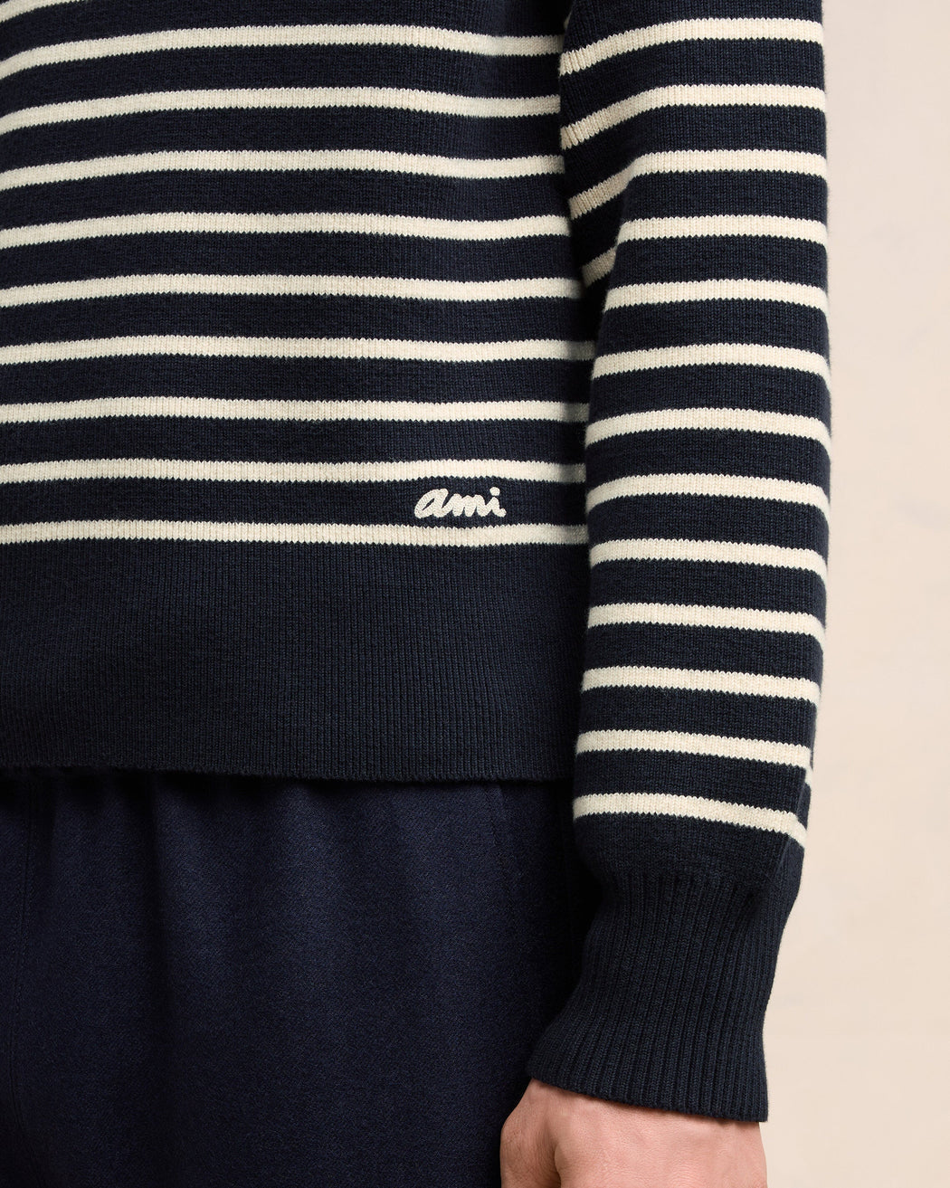 AMI Paris - Navy Blue/Off White Striped Sailor Sweater