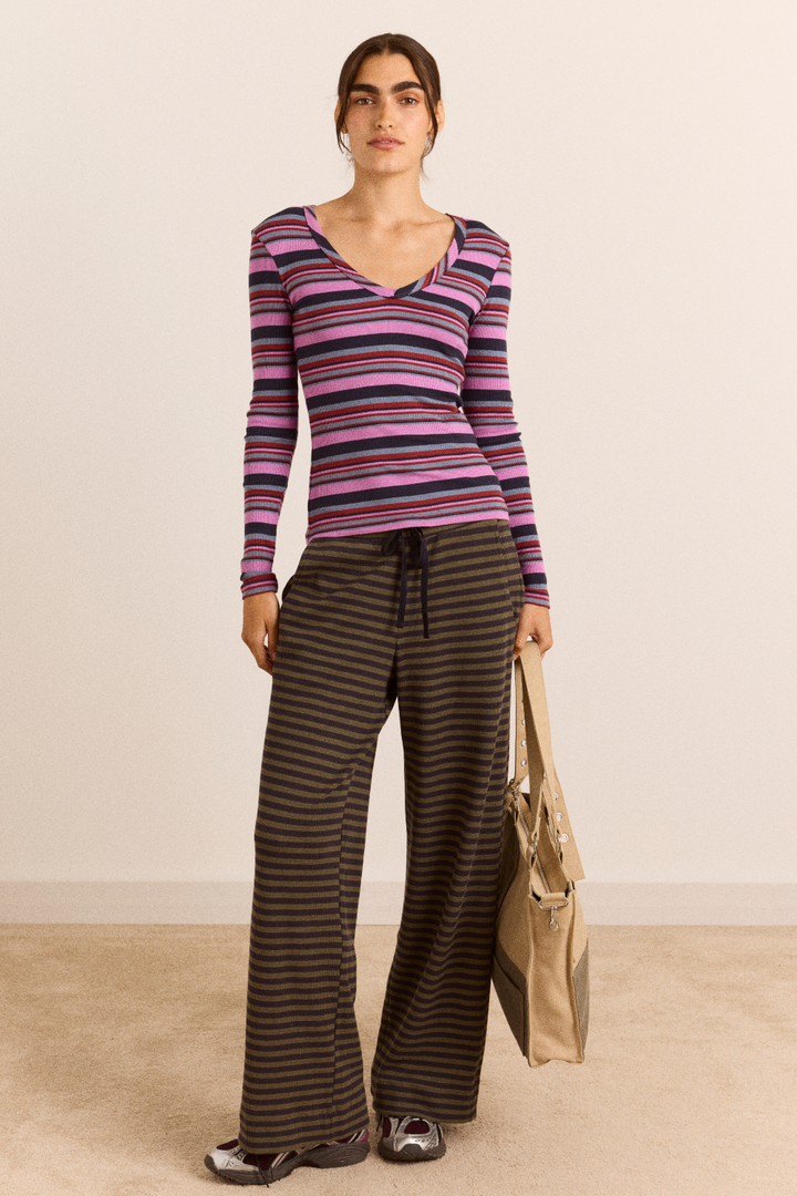 Damson Madder - Arles Viola Stripe Tee - Kalifornia Jean Bar