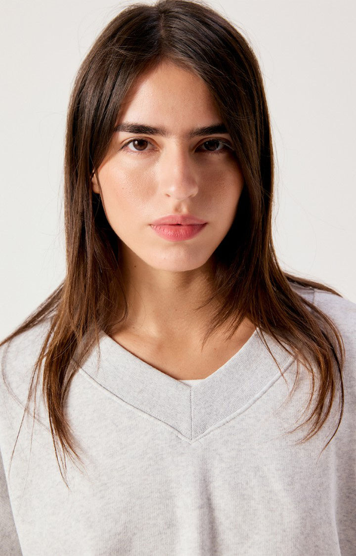 American Vintage - Heather Grey Baptown V-Neck Sweatshirt