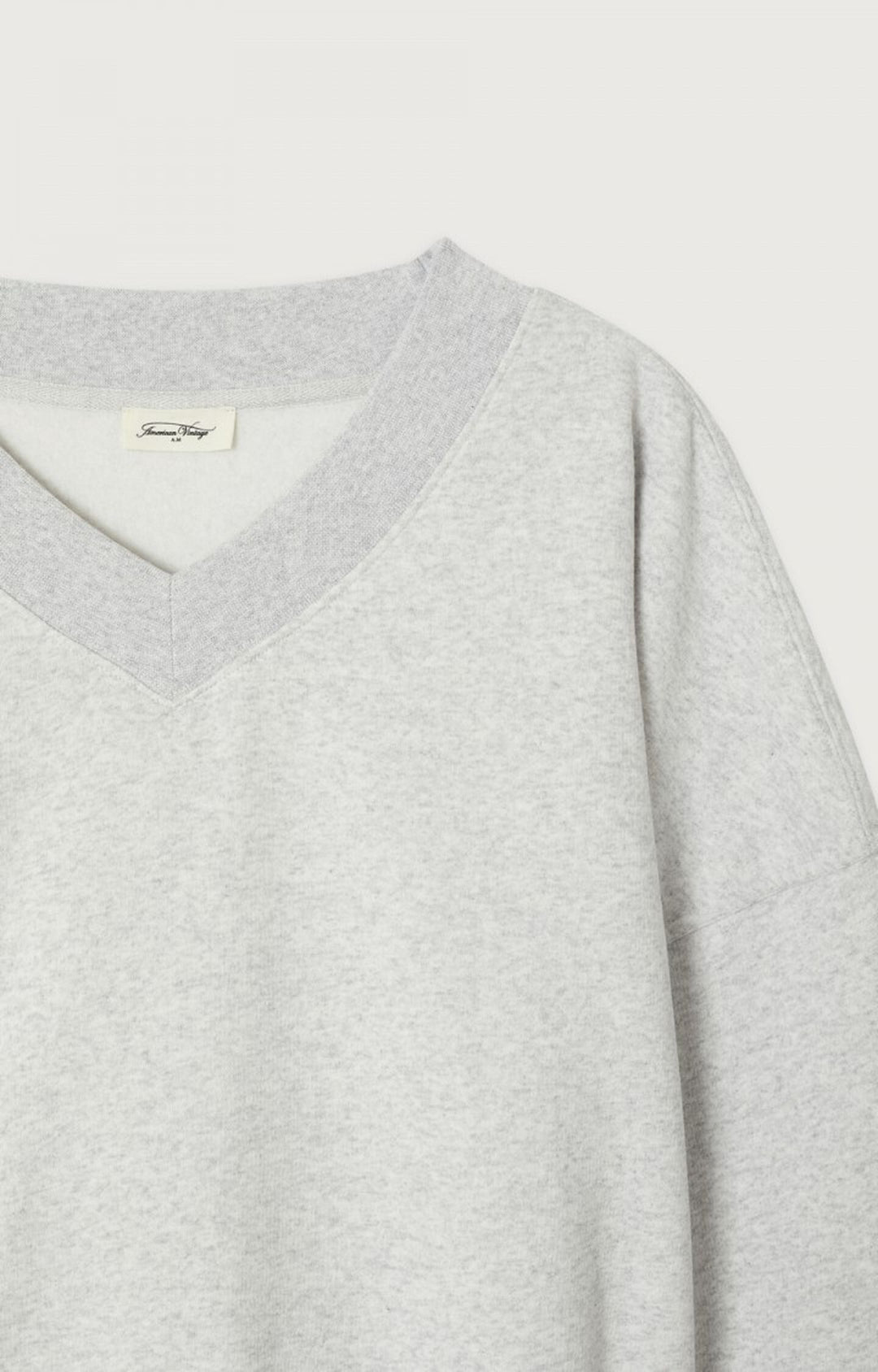 American Vintage - Heather Grey Baptown V-Neck Sweatshirt