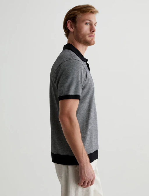 AG Denim - Mini Check Ivory/Black Bryce Johnny Collar Polo