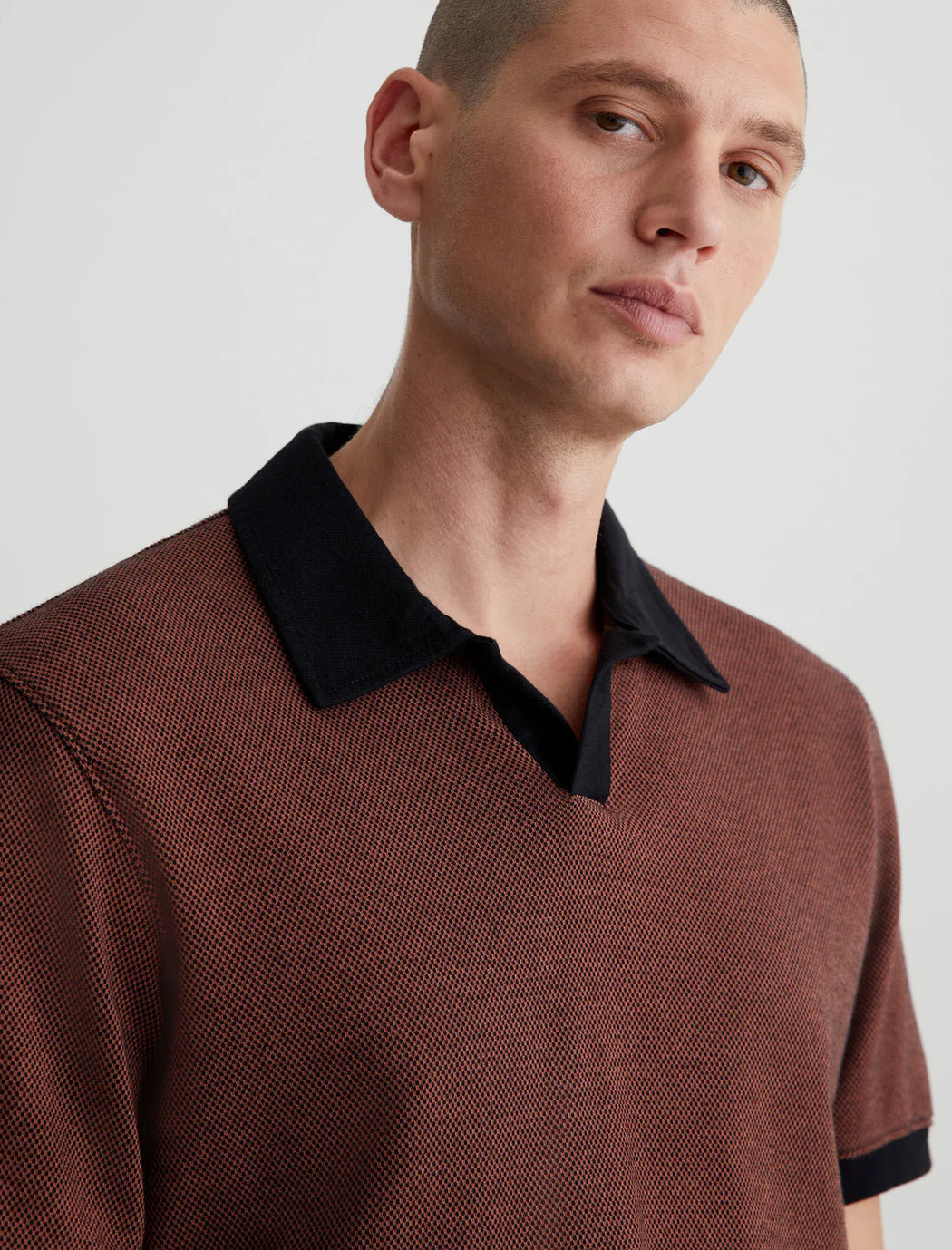 AG Denim - Cinnamon/Black Check Bryce Johnny Collar Polo