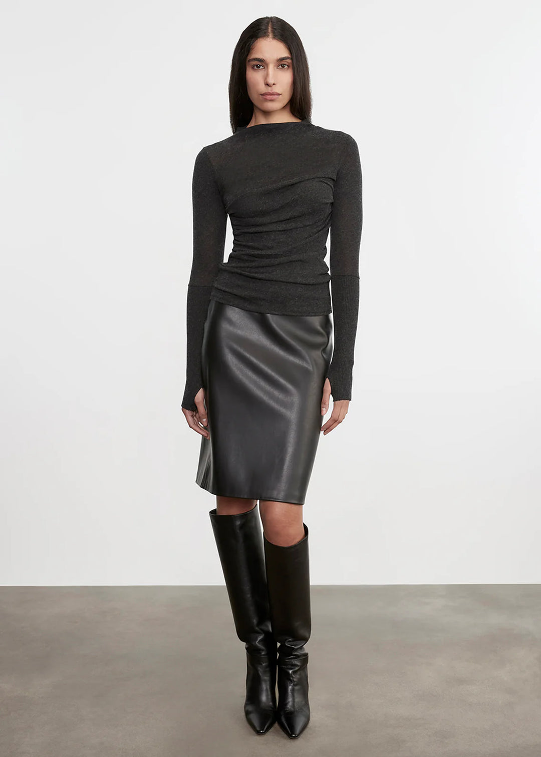 Enza Costa - Charcoal Cashmere Twist Top