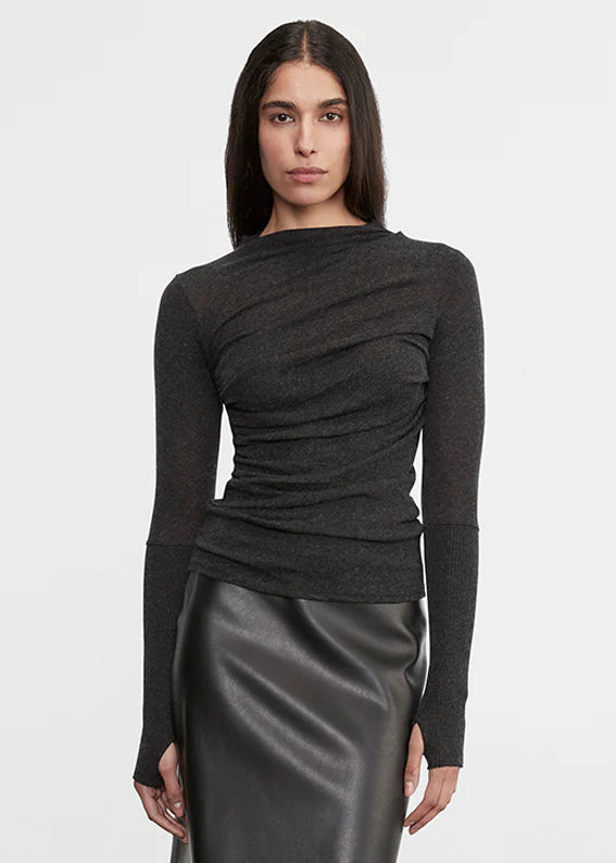 Enza Costa - Charcoal Cashmere Twist Top