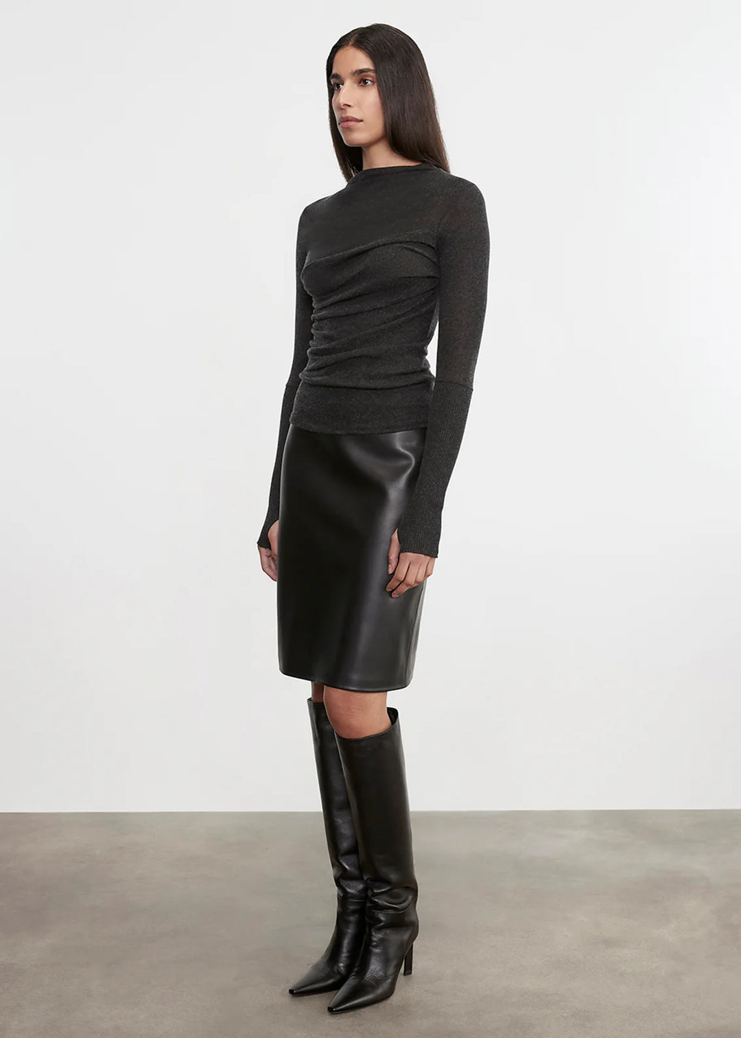 Enza Costa - Charcoal Cashmere Twist Top