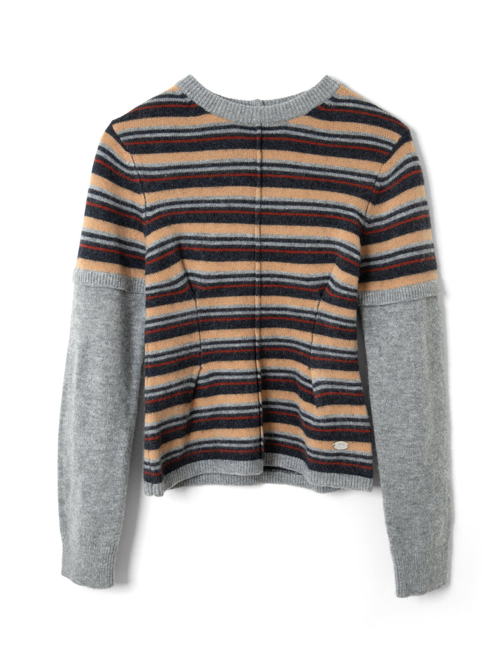 Damson Madder - Clara Striped Double Sleeve Merino Wool Jumper - Kalifornia Jean Bar