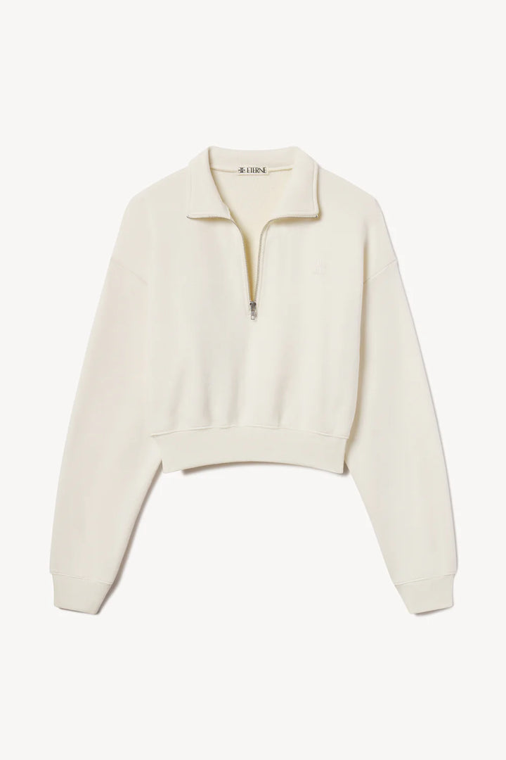 Éterne - Cream Half-Zip Cropped Sweatshirt