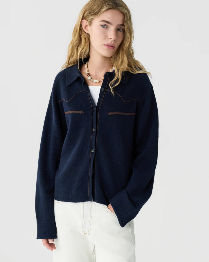 Guest in Residence - Midnight Western Shirt Cropped Cashmere