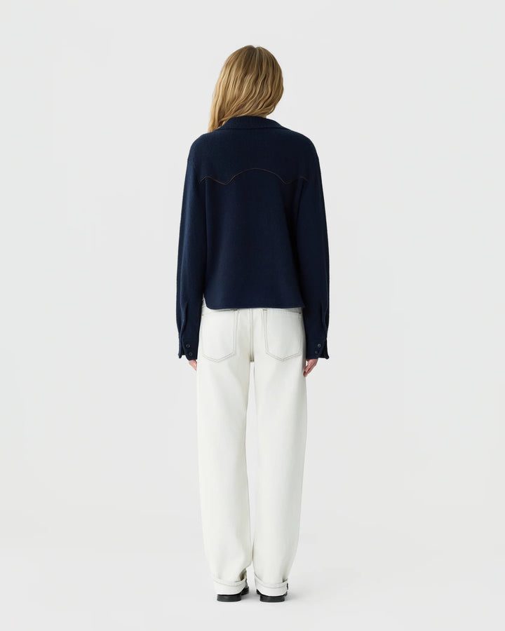 Guest in Residence - Midnight Western Shirt Cropped Cashmere