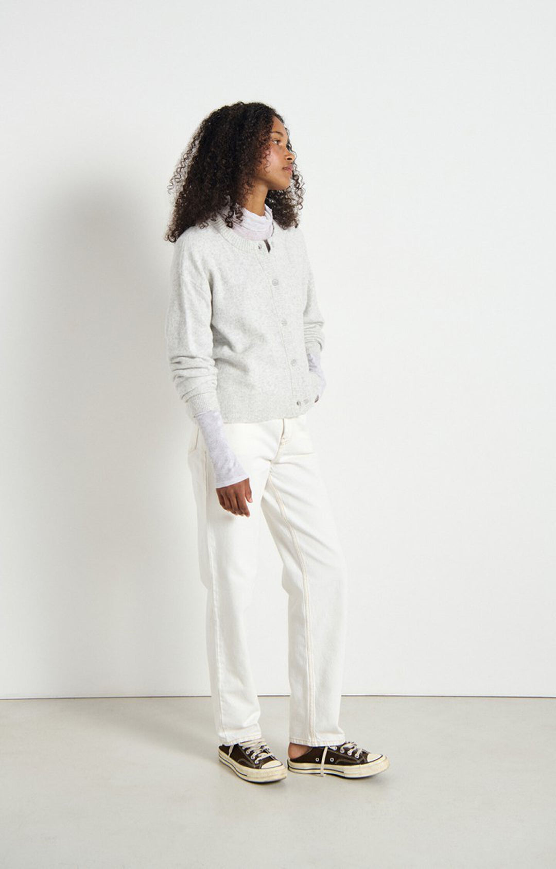 American Vintage - Heather Grey Damsville Crewneck Cardigan