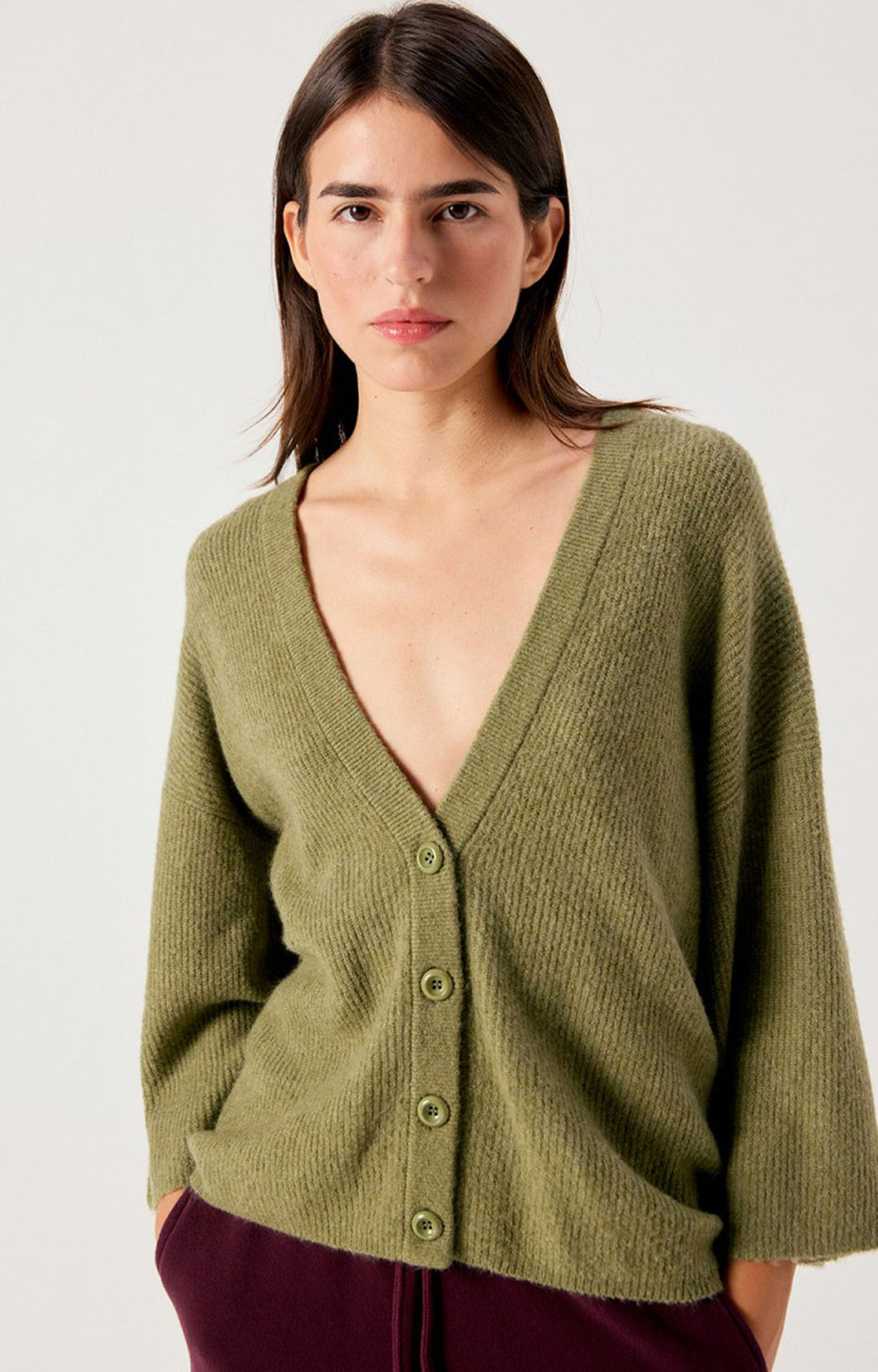 American Vintage Melange Lizard Damsville V-Neck Cardigan