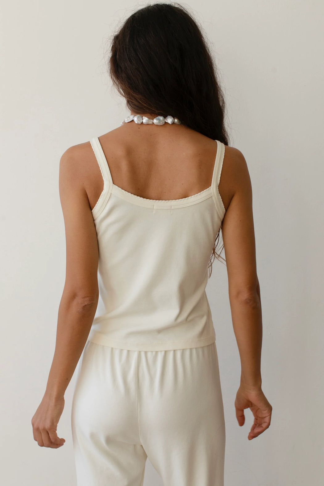 DONNI - Creme Baby Rib Scallop Tank