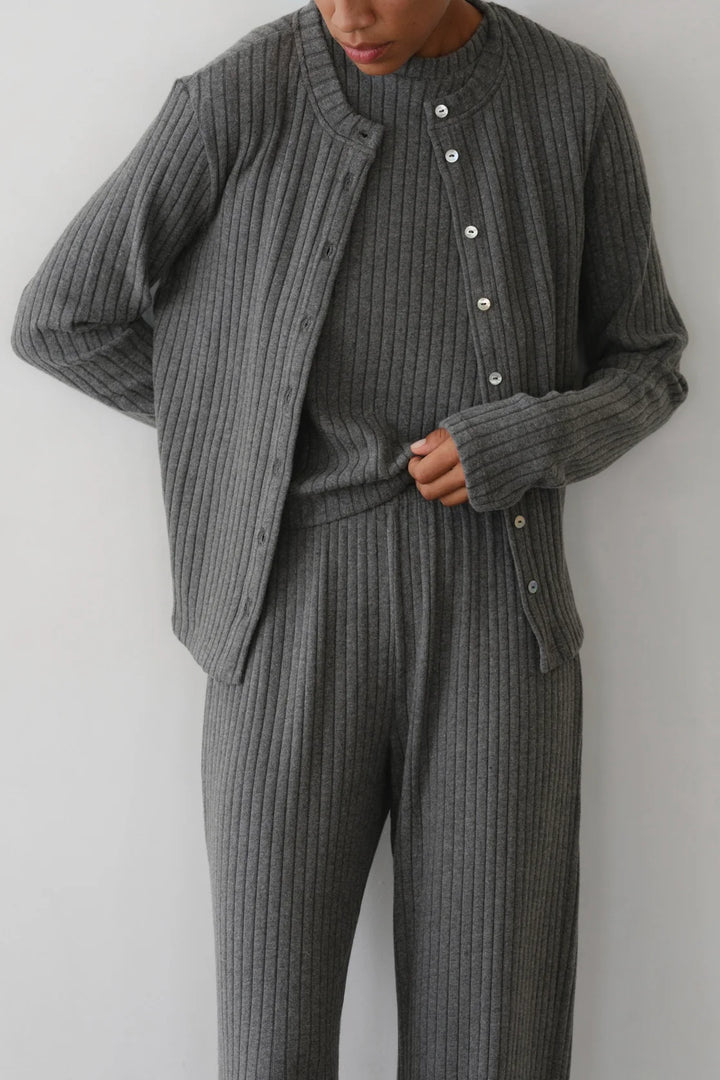 Donni - Charcoal Grey Sweater Rib Cardi