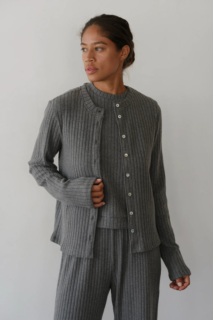 Donni - Charcoal Grey Sweater Rib Cardi
