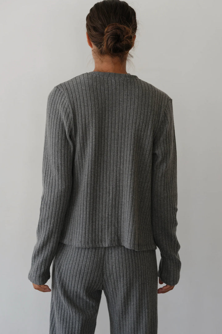Donni - Charcoal Grey Sweater Rib Cardi
