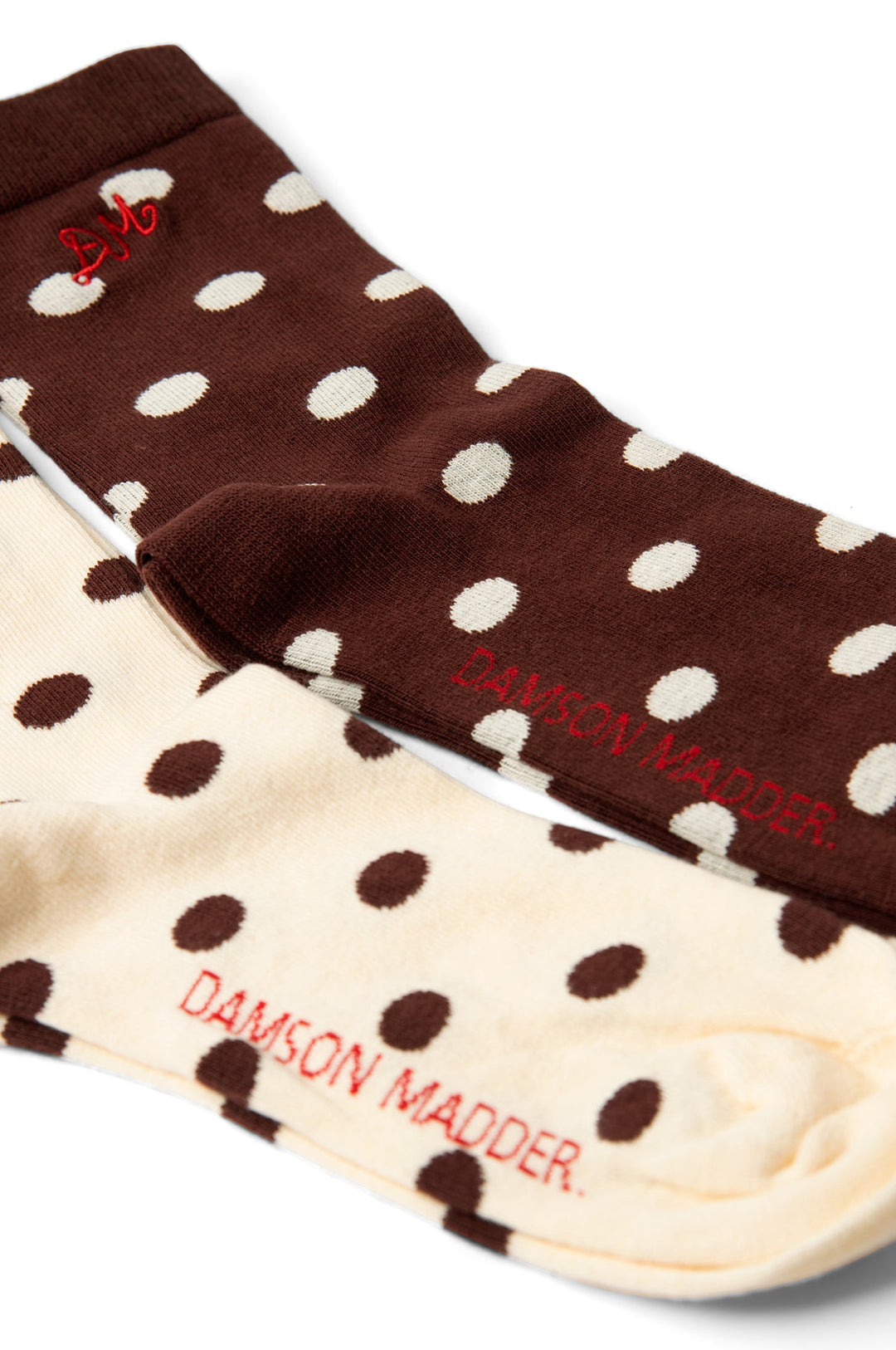 Damson Madder - Choc & Ecru Spot 2 Pack Socks - Kalifornia Jean Bar