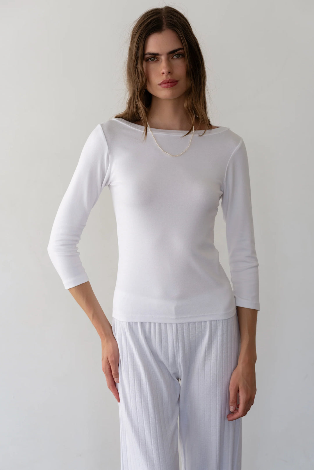 Donni - Powder Baby Rib Boat Neck