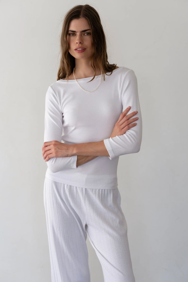 Donni - Powder Baby Rib Boat Neck