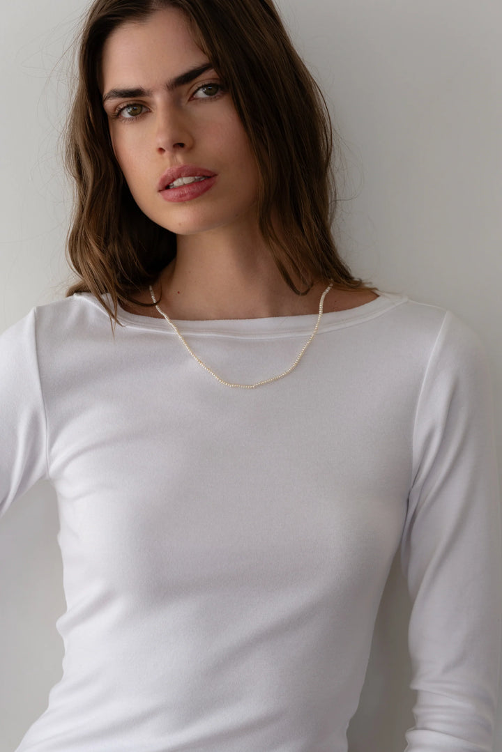 Donni - Powder Baby Rib Boat Neck
