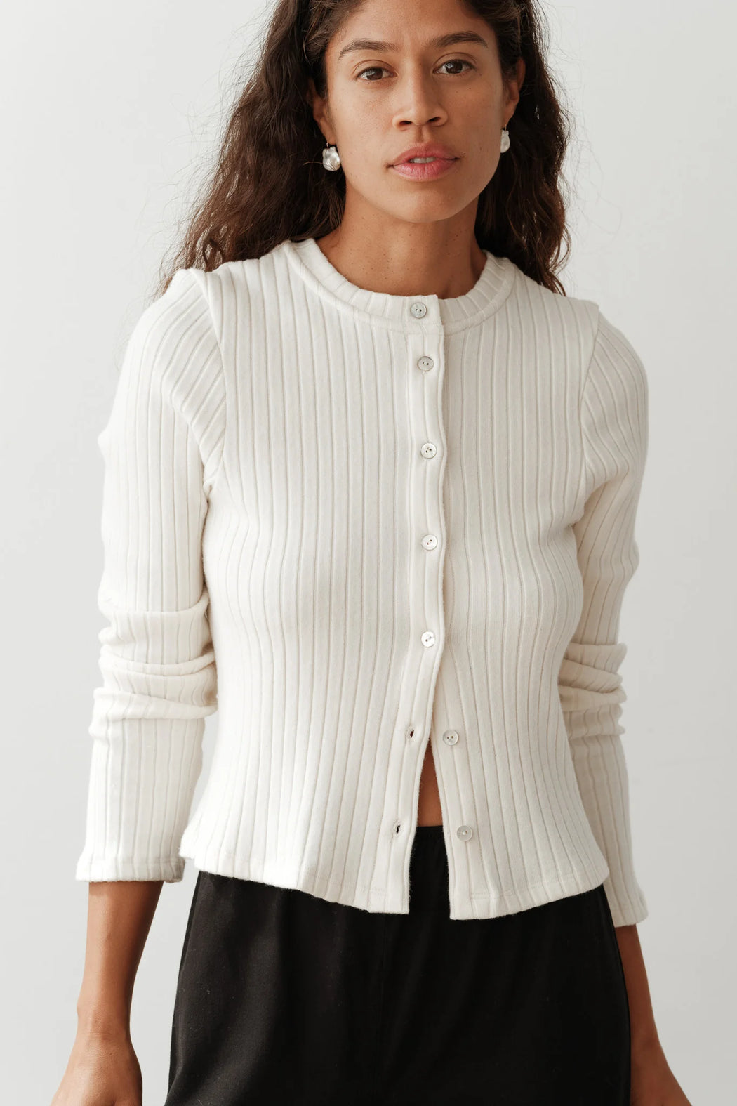 Donni - Cream Rib Cardi Sweater