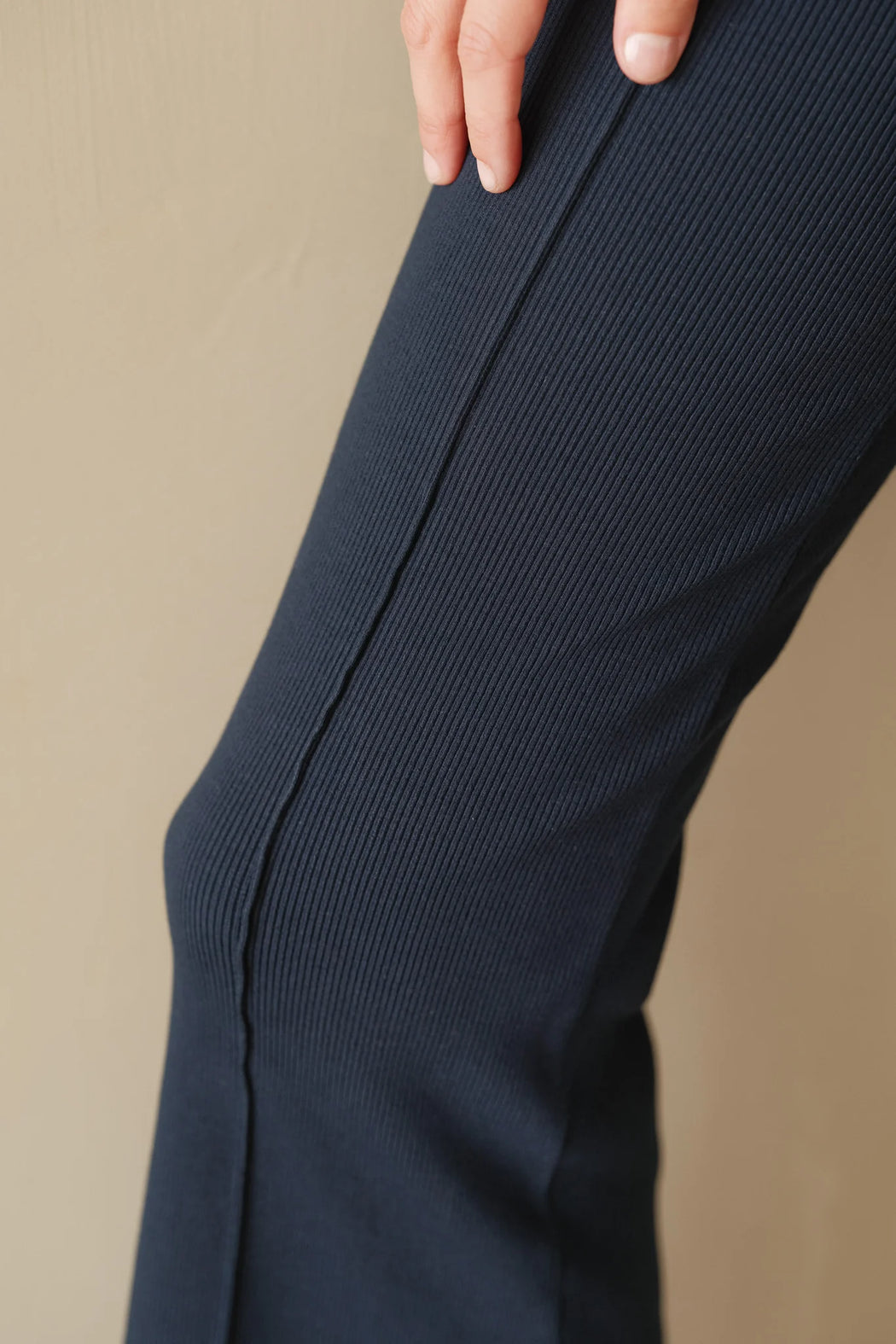 Donni - Navy Rib Kick Flare Pant