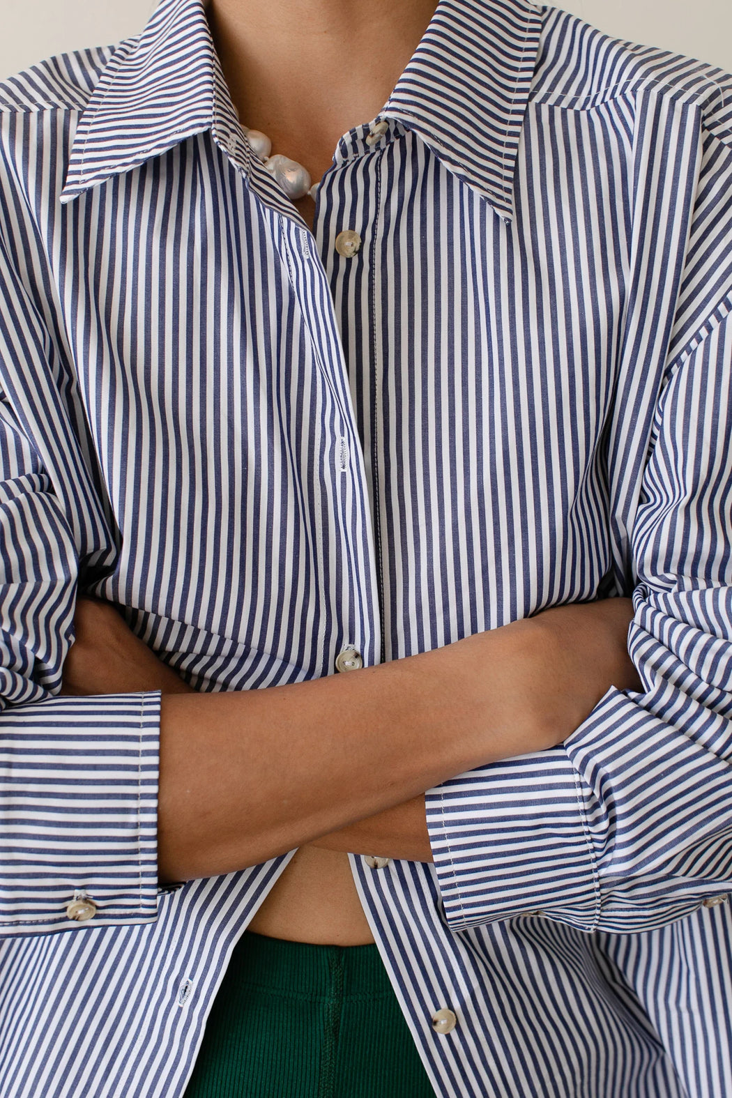 Donni - Navy Stripe Pop Shirt Button-Down