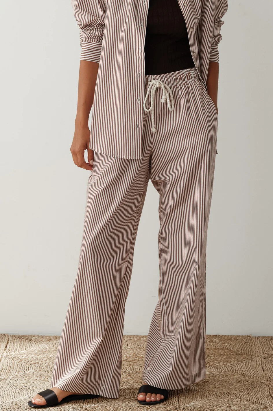 Donni - The Stripe Pop Pant in Espresso Stripe