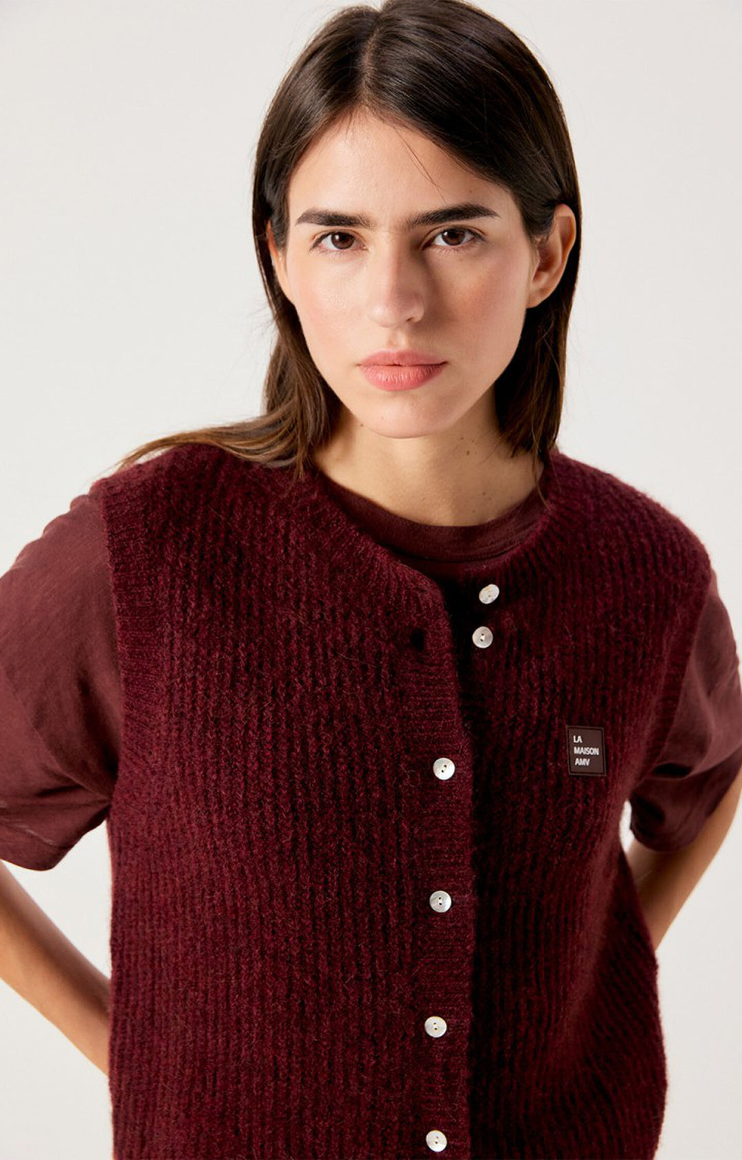 American Vintage - Melange Acerola East Sleeveless Cardigan - Melange Acerola