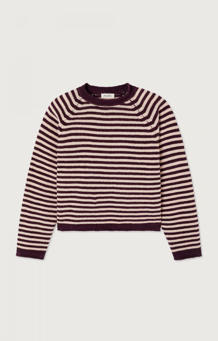 American Vintage - Ekewood Striped Sweater Aubergine and Pale Pink Stripes