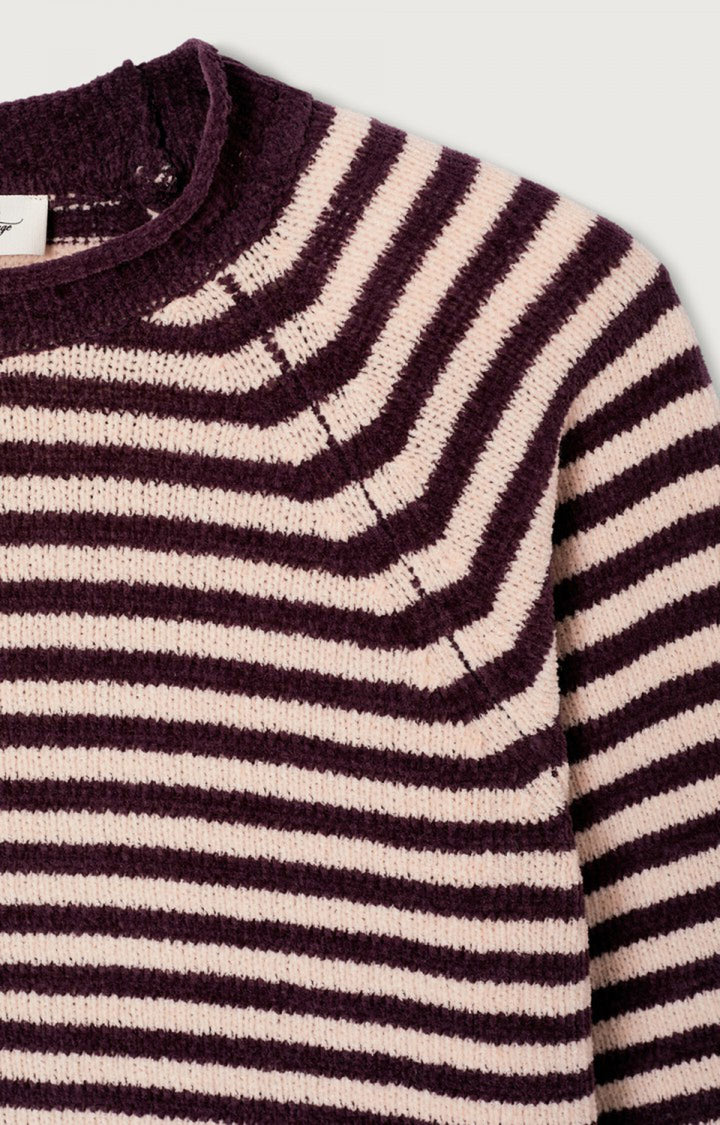 American Vintage - Ekewood Striped Sweater Aubergine and Pale Pink Stripes