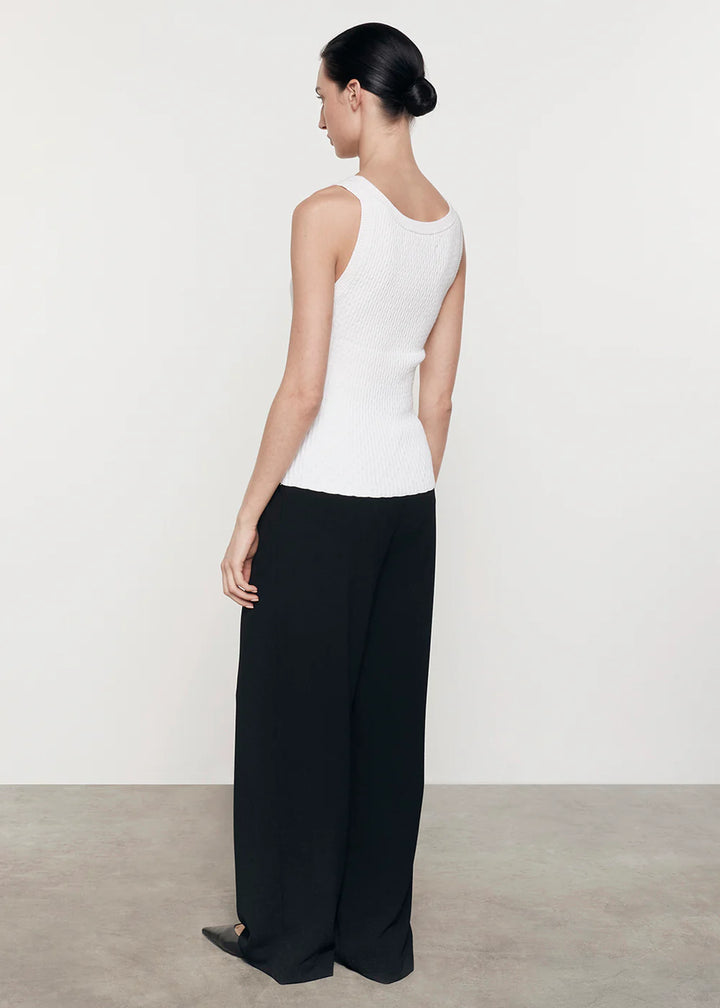 Enza Costa - White Cashmere Cotton Pointelle Knit Tank - Kalifornia Jean Bar