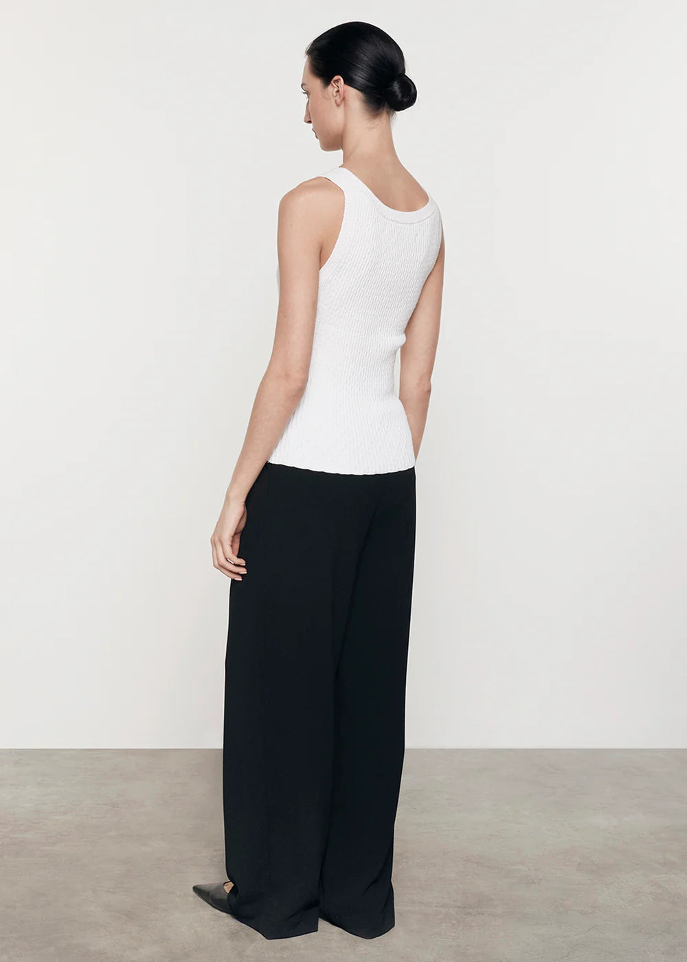 Enza Costa - White Cashmere Cotton Pointelle Knit Tank