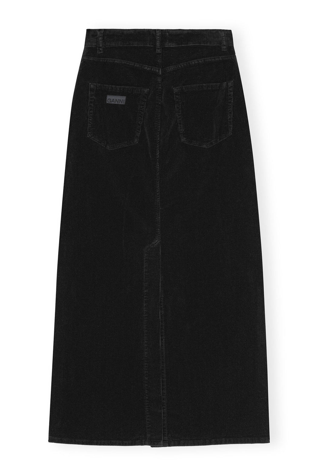 Ganni - Washed Corduroy Long Skirt in Black